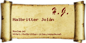 Halbritter Jolán névjegykártya