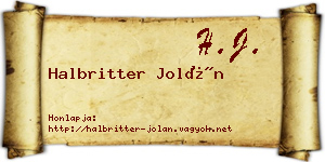 Halbritter Jolán névjegykártya